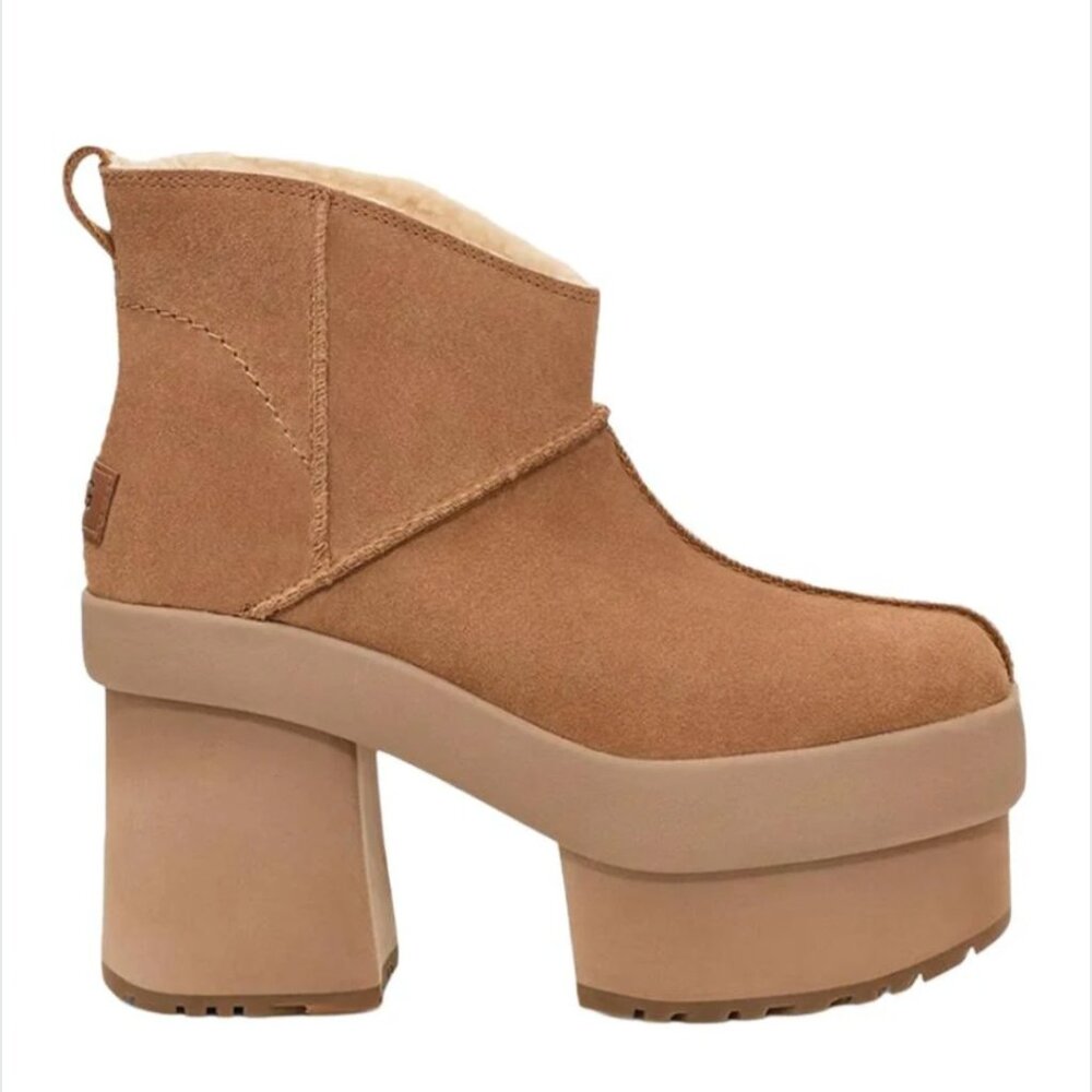 UGG New Heights Platform Mini boot |  Chestnut Brown | Sz 9 | NWT | 1157910